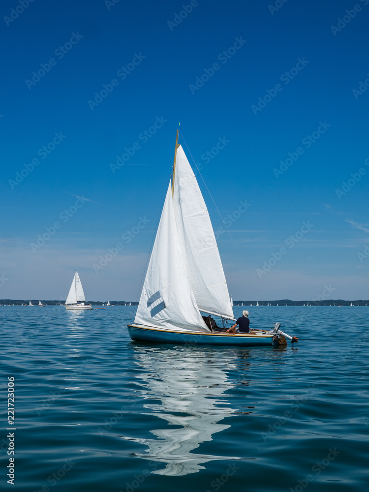 Sailing boat on a sunny day at a lake in Germany
