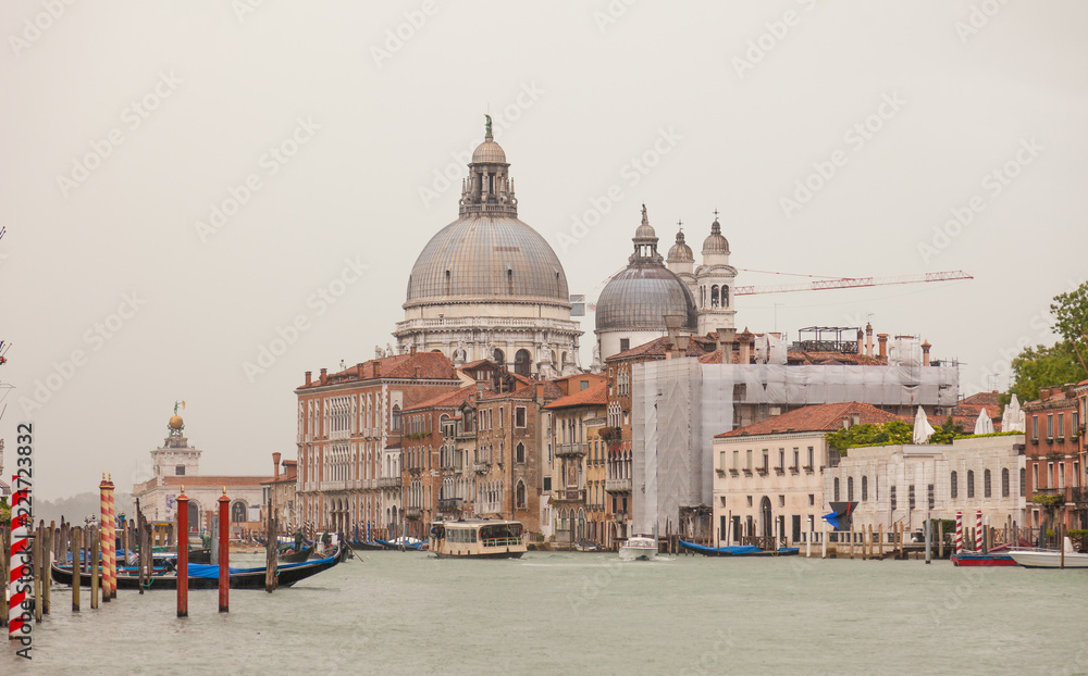 It rains on the Grand Canal of Venice