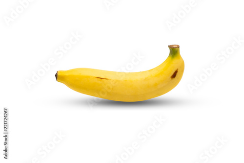 ripe banana on white background with clipping path