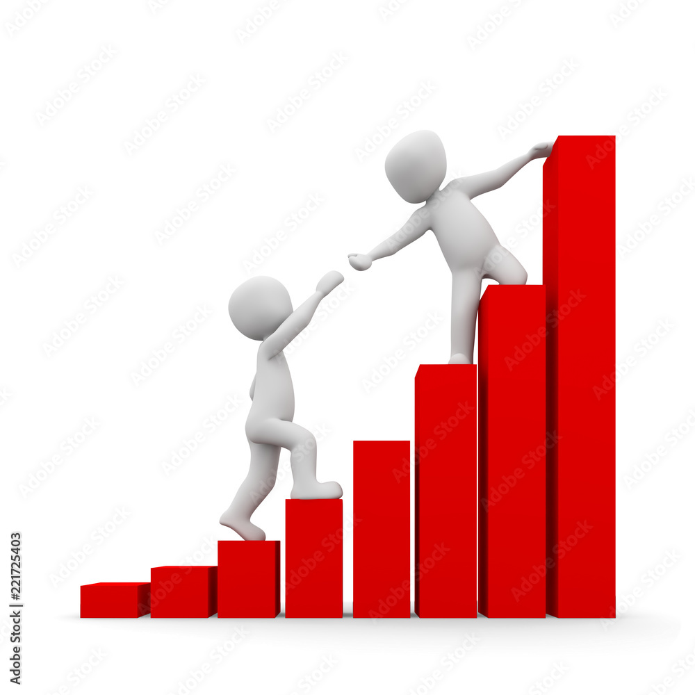 men climbing on a graph and help the other one to come up men climbing on a graph and help the other one to come up
