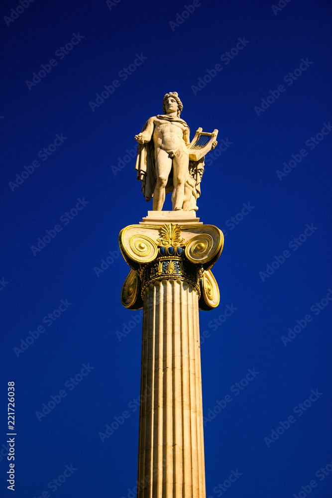 Statue of Greek god Apollo, Academy of Athens, Athens, Greece.