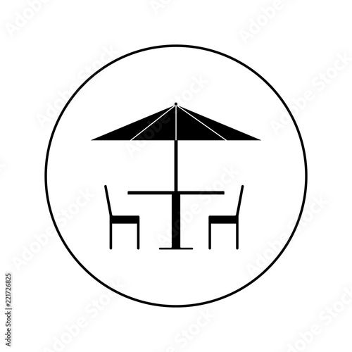 Terrace cafe icon vector in the circle logo on a white background