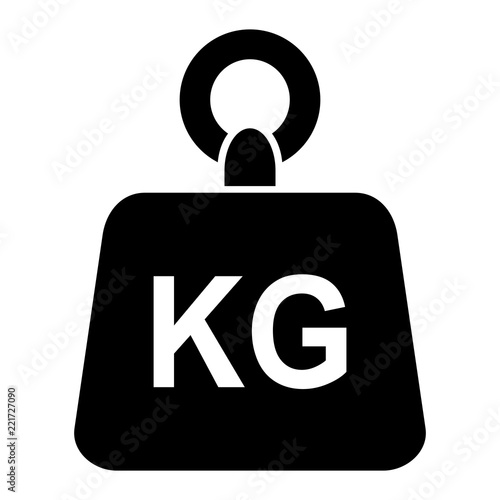 Simple black weight kg kilogram vector icon isolated on white background