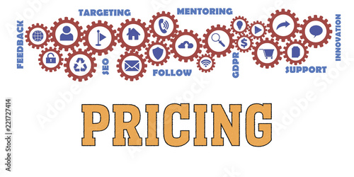 PRICING Gears mechanism Hi tech web concept. 