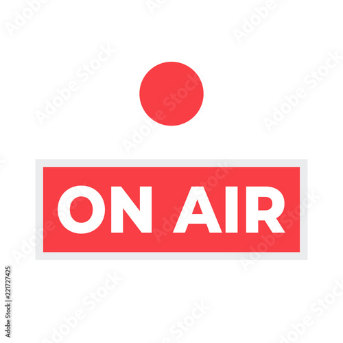 Broadcast studio on air light. On-air sign radio and television