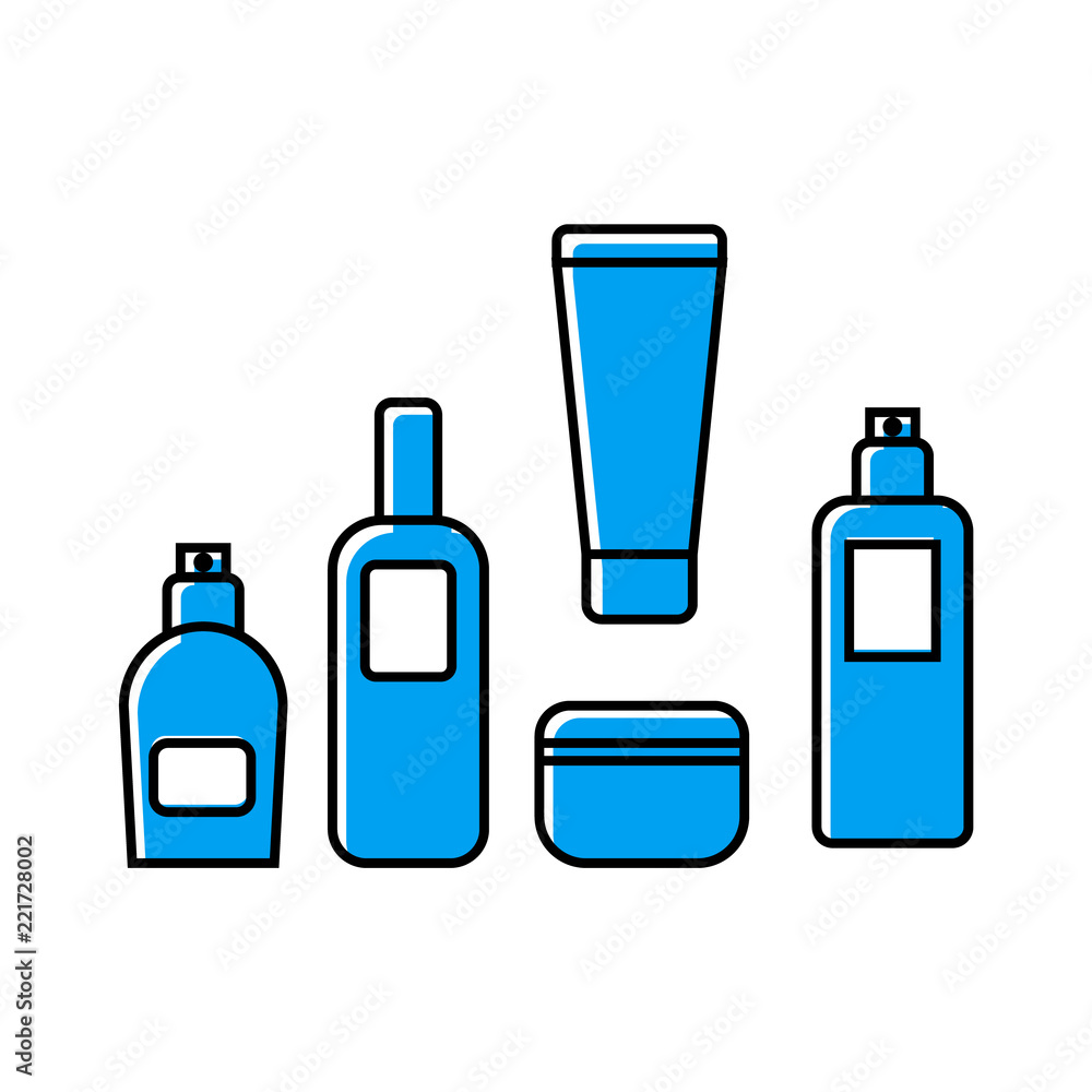 Cosmetic bottles line icon. Cream cosmetic icon Cosmetic bottles line icon. Cream cosmetic icon