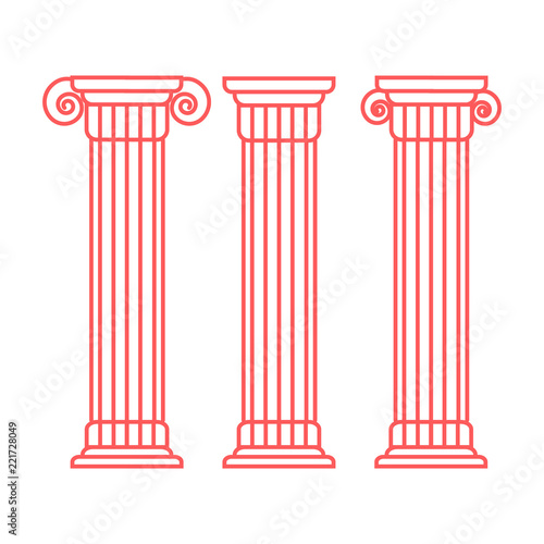 Greek and roman pillar. Outline vector pillar illustration. Architecture greek column icon
