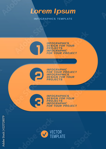 Brochure cover or web banner design with three numbered steps