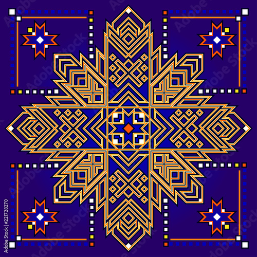 Beautiful ornament for square serviette with Baltic national ornament. Vector image. photo