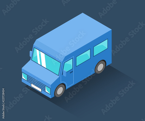 Minibus isometric icon. Vector illustration