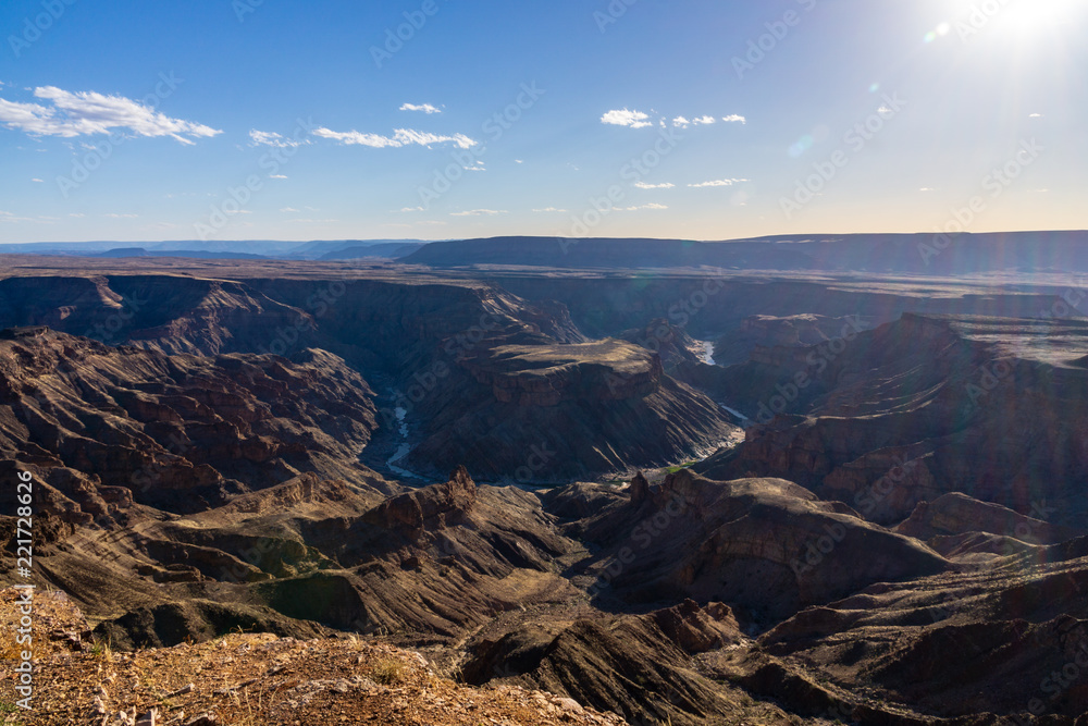 fishriver canyon clouds sun blue sky namibia africa