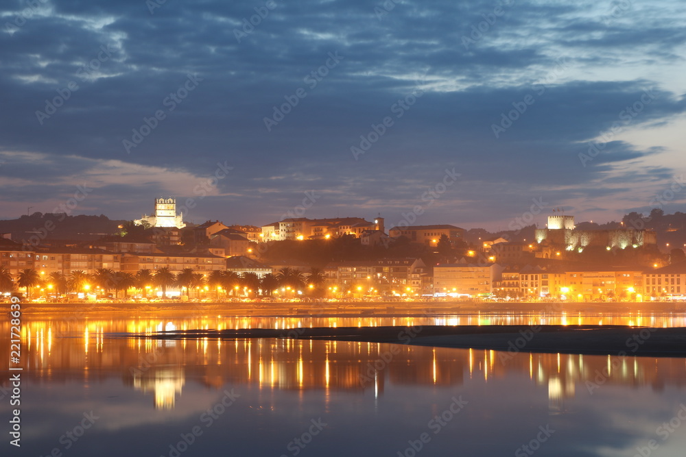 Night view of a beautiful town in the Cantabrian Sea