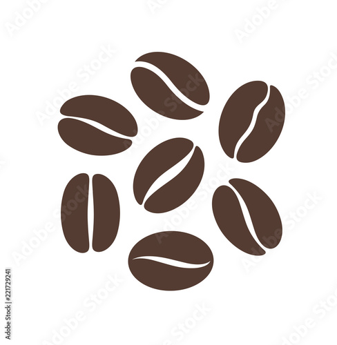 Fotografiet Coffee bean logo. Isolated coffe beans on white background
