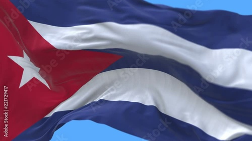 4k seamless Close up of Cuba flag slow waving with visible wrinkles.A fully digital rendering,The animation loops at 20 seconds.flag 3D animation with alpha channel included. photo