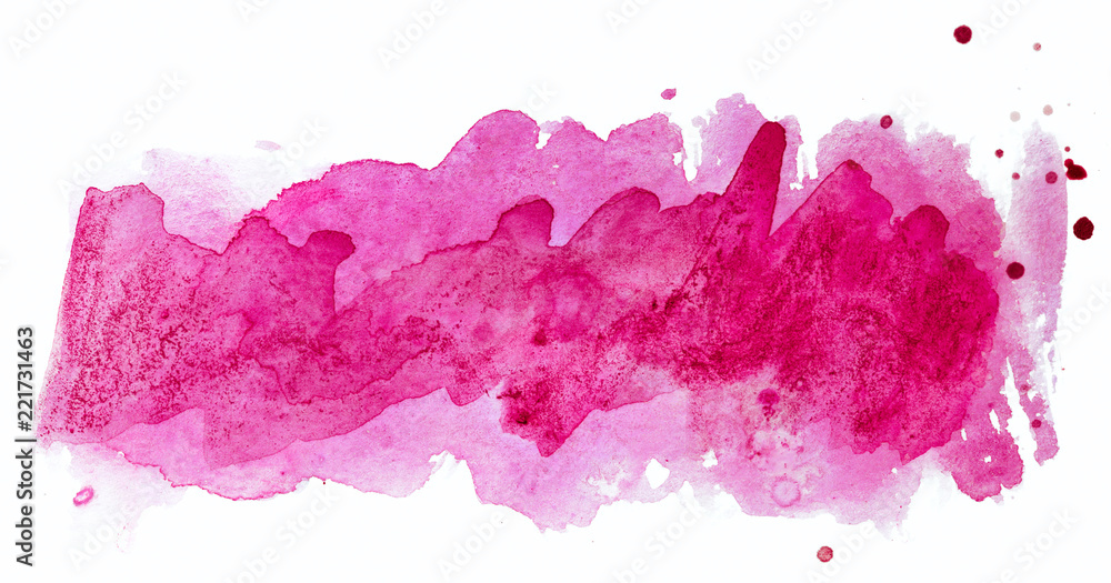 watercolor stain, drawn by brush on paper pink