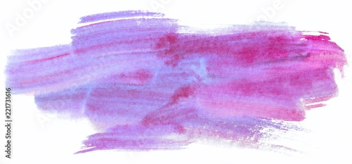 purple watercolor stain, drawn by brush on paper