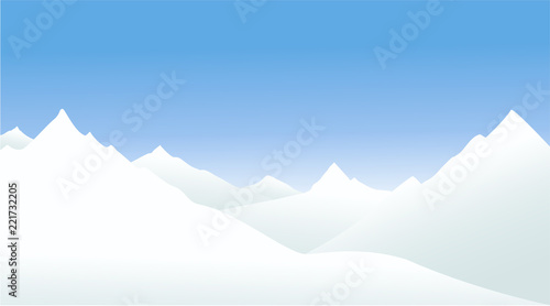 Winter landscape with high mountains