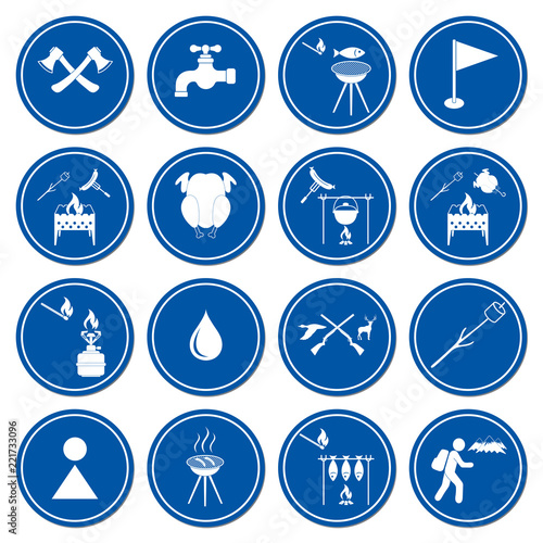 Set of travel and camping equipment icons © diamondtetra