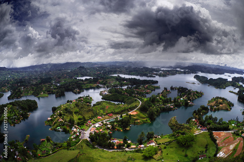 Bild auf Leinwand Scenic landscape of Guatape Lake (El Penol) in Antioquia, Colombia, South Americ