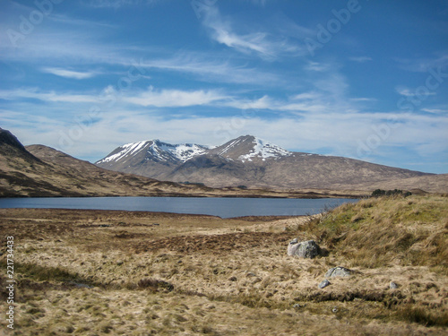 Mountains and lake landscape  Highlands in Scotland