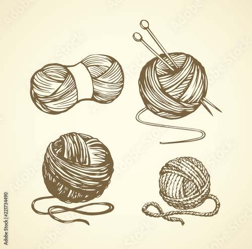Knitting. Vector drawing