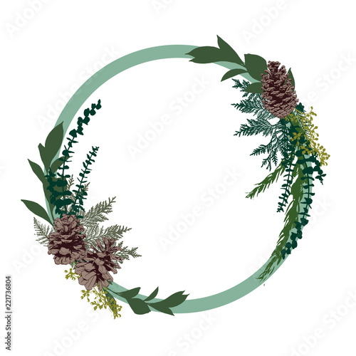 Vector isolated Pine Cone Frame