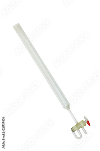 glass measuring buret with ground two-way stopcock, isolated on white background, with clipping path