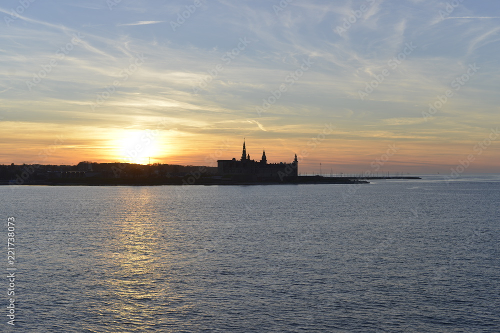 sunset over Kronborg castle