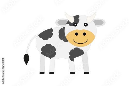 Vaca blanca y de manchas negras.