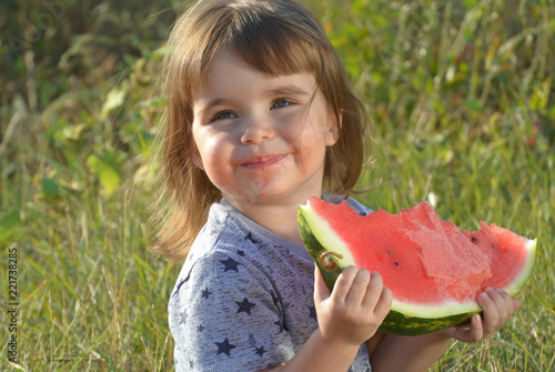 little girl and watermelon