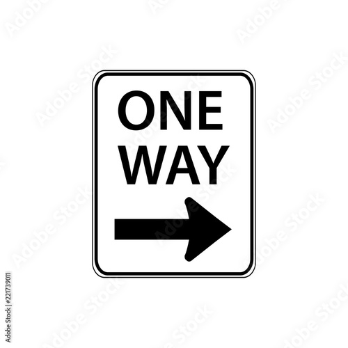 USA traffic road signs. traffic flow in the direction of the arrow only. vector illustration