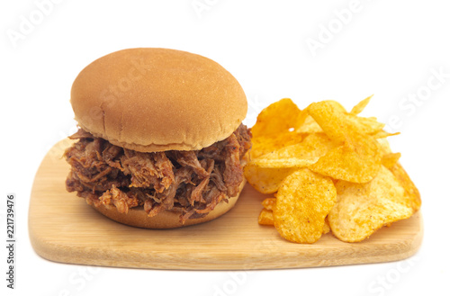Obraz na płótnie Pulled Pork Sandwich on a White Bun