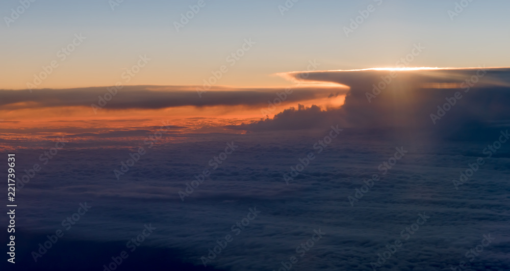 The cloud mountain over the cloud carpet The cloud mountain over the cloud carpet