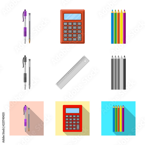 Vector illustration of office and supply sign. Collection of office and school stock vector illustration.