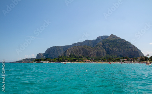 mondello beach sicily blue sea relax palermo monte pellegrino
