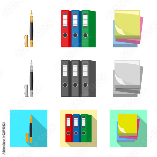 Vector design of office and supply symbol. Set of office and school stock symbol for web.