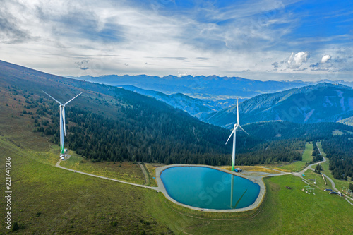 Drone view on a mountain lake at the Salzstiegl in Austria photo