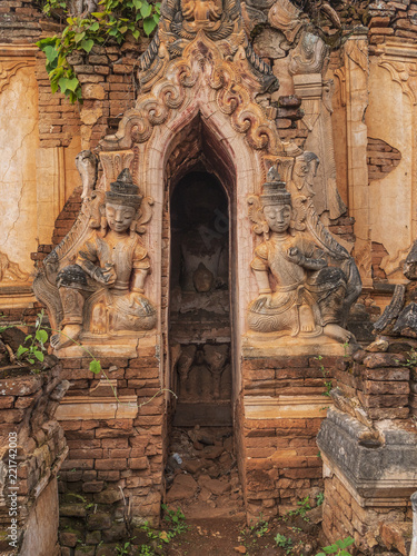 Pagodas of Shwe Inn Taing Paya near Inle lake , Shan state, Myanmar (Burma) photo