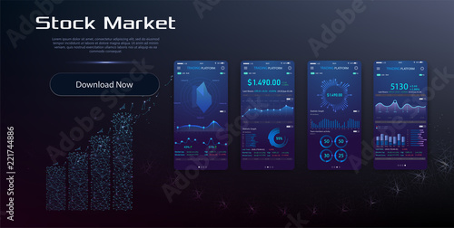 UI UX design app cryptocurrency wallet. Modern user interface screen template for mobile smart phone