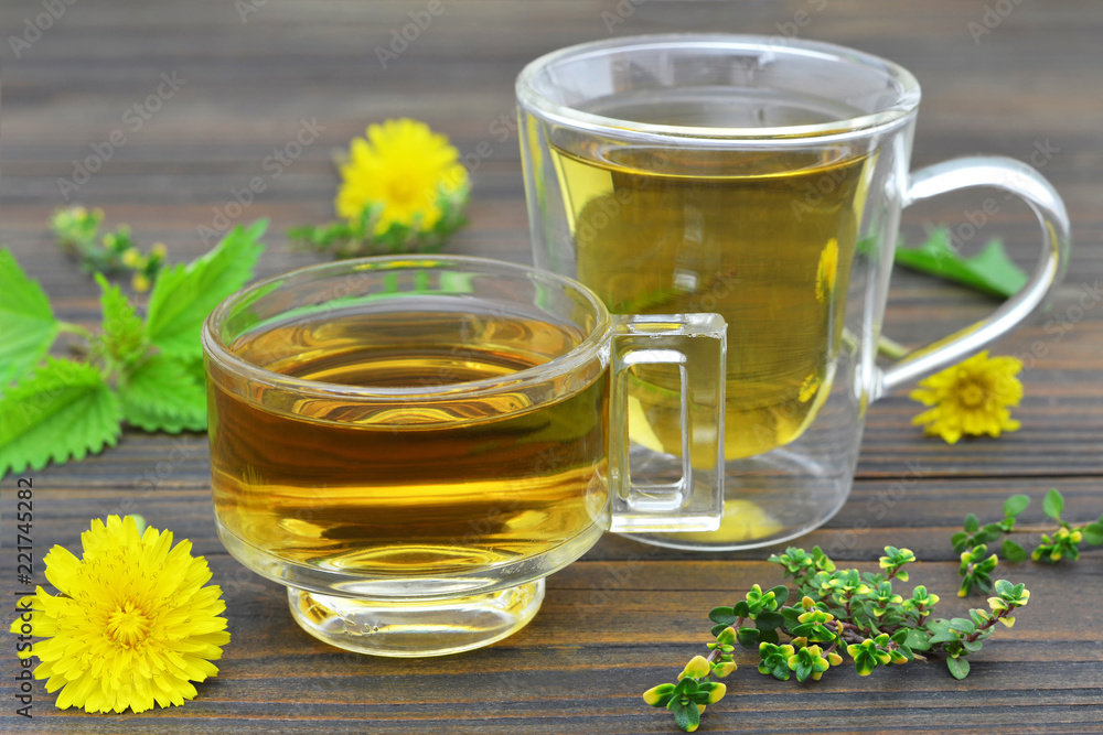 Herbal tea in transparent cups Herbal tea in transparent cups