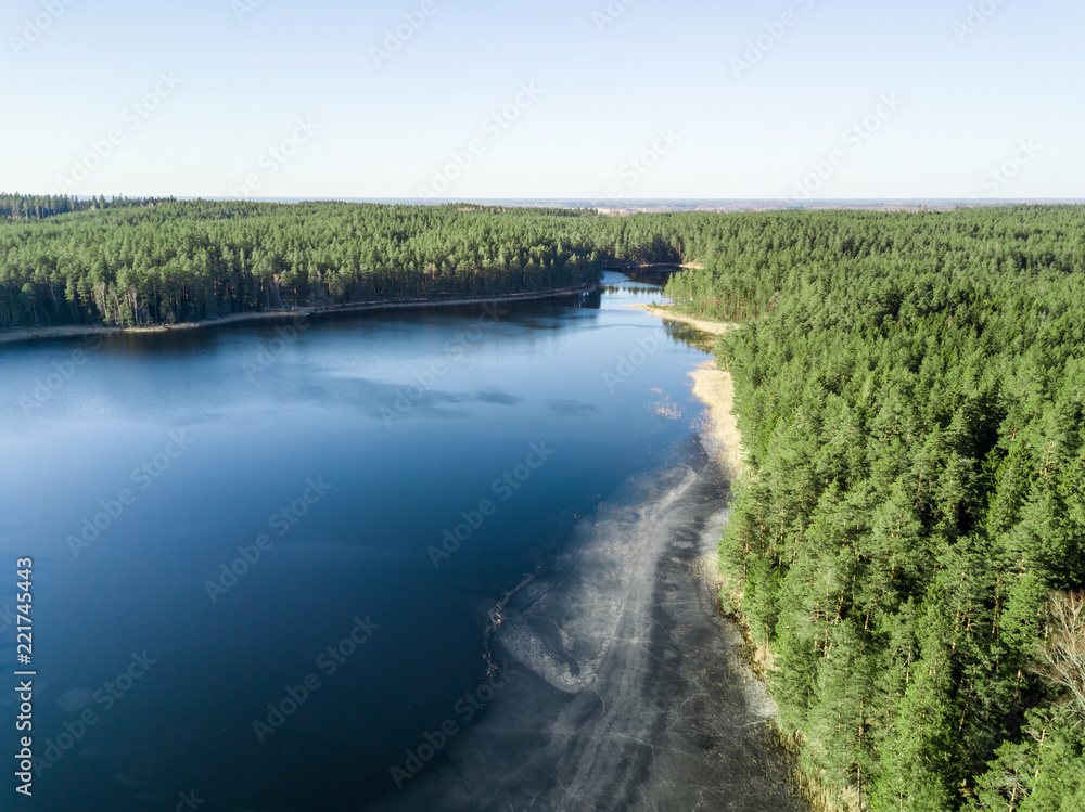 Aerial Photography of Lake in Early Spring