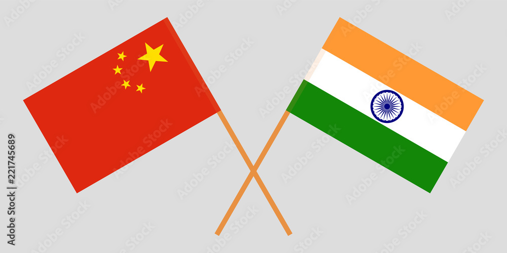China and India. Chinese and Indian flags. Official colors. Correct proportion. Vector China and India. Chinese and Indian flags. Official colors. Correct proportion. Vector
