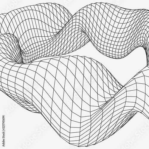 Tunnel or wormhole. Digital 3d wireframe tunnel. 3D tunnel grid. Network cyber technology. Surrealism. Background abstract vector image. 3D illustration tunnel