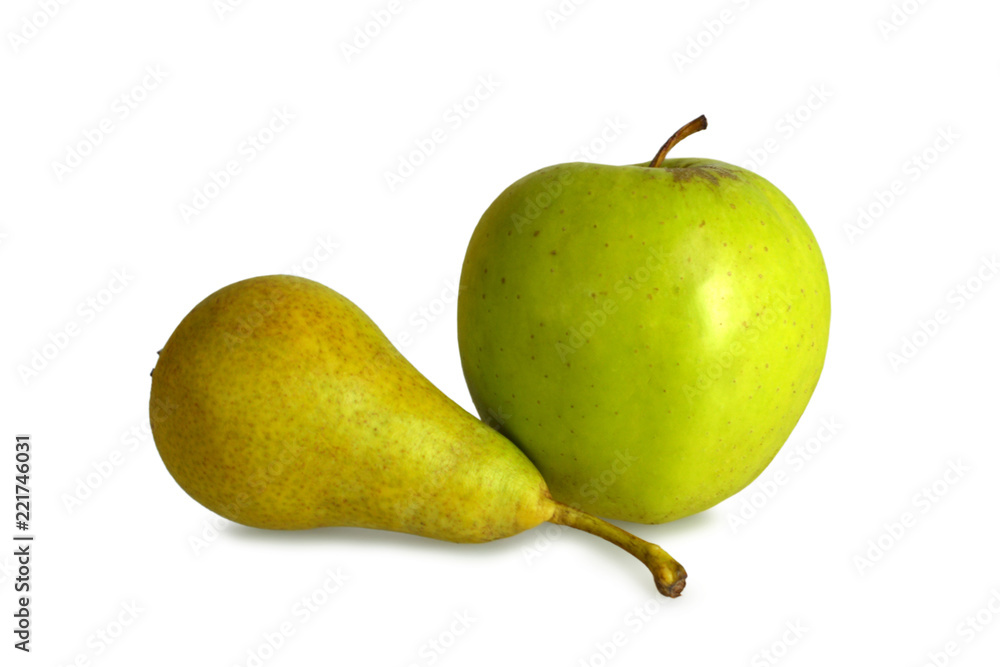 Pear and apple isolated on white background Pear and apple isolated on white background
