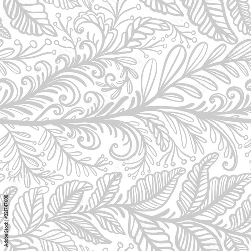 Seamless pattern with beautiful whorls and leaves. Can be used on bedding, bedclothing, wrapping paper, wallpaper, cover.