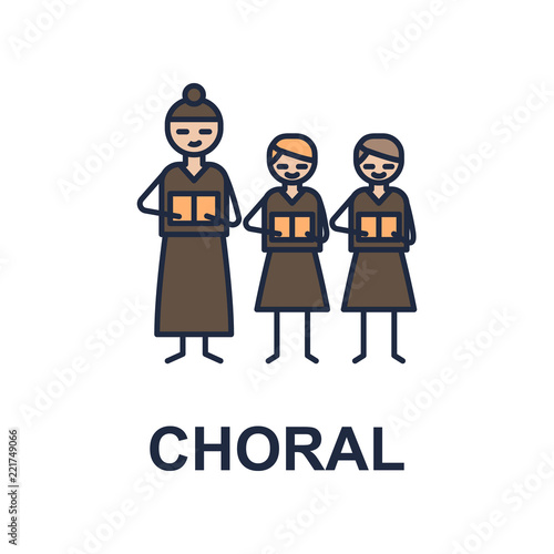 choral musician icon. Element of music style icon for mobile concept and web apps. Colored choral music style icon can be used for web and mobile