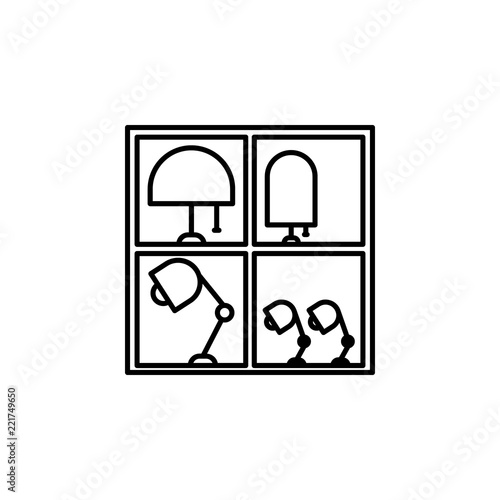 showcase with nightlights outline icon. Element of shopping icon for mobile concept and web apps. Thin line showcase with nightlights icon can be used for web and mobile
