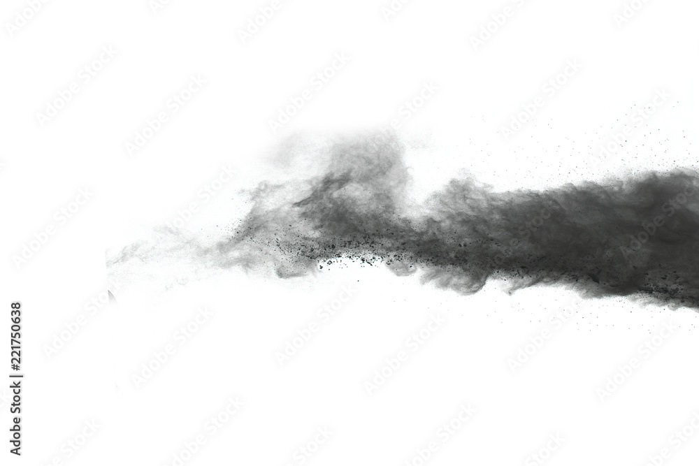 particles of charcoal on white background,abstract powder splatted on white background,Freeze motion of black powder exploding or throwing black powder. particles of charcoal on white background,abstract powder splatted on white background,Freeze motion of black powder exploding or throwing black powder.