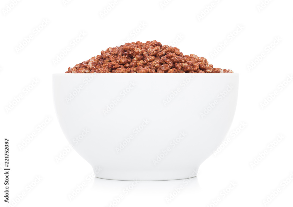 White bowl with natural organic granola cereal White bowl with natural organic granola cereal