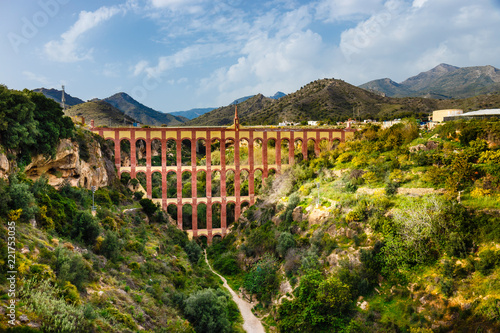 Konstfotografi El Puente del Aguila, old aqueduct in Nerja, Andalusia, Spain
